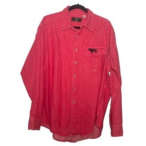 VTG 80's Orvis Shirt Men's XL Red‎ Canvas Outdoor Dog Logo Button-Up USA